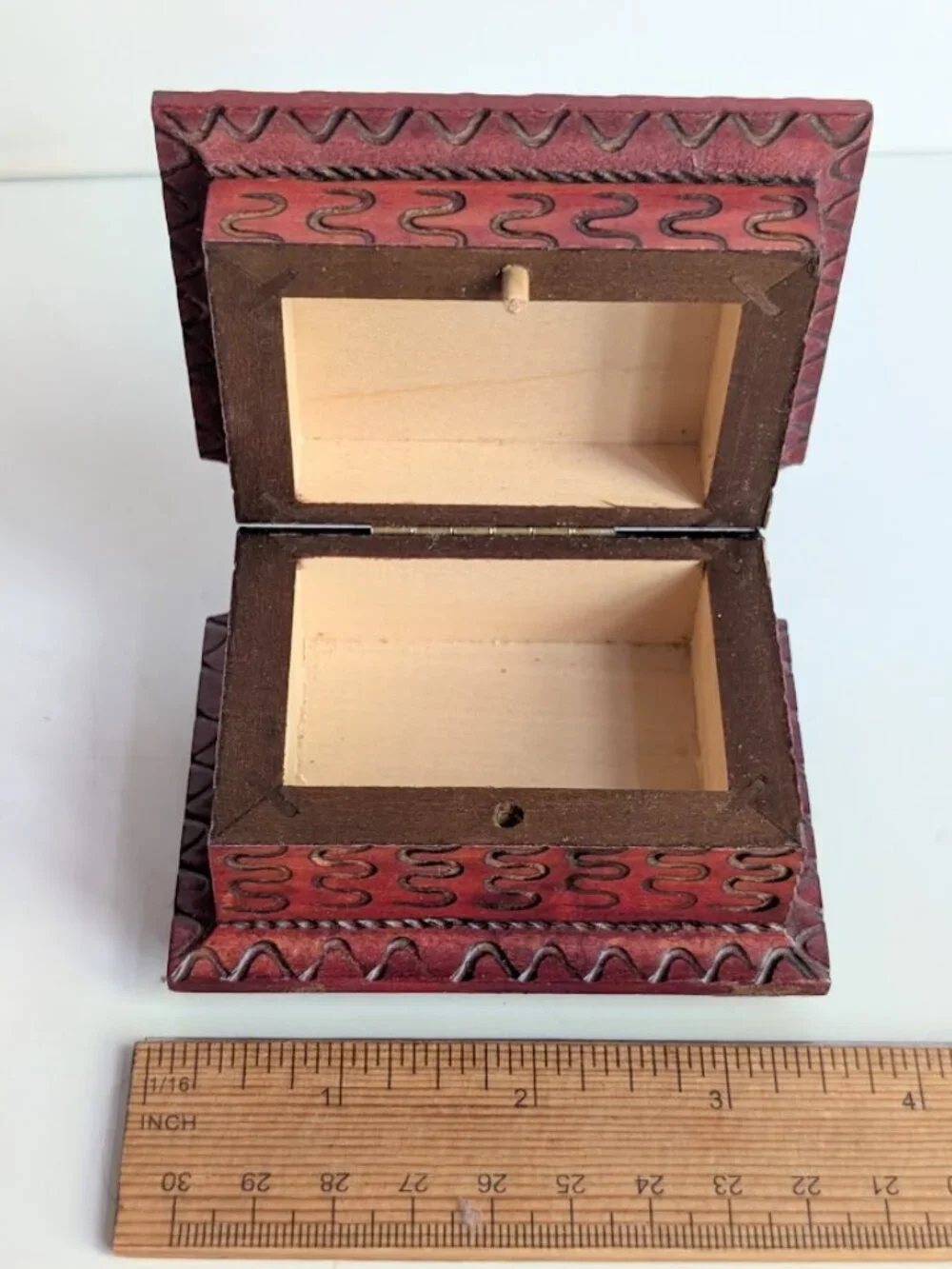 Lot of 2 Small Handmade in Poland Wooden Trinket Boxes